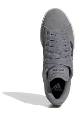 Sneakers grigie in pelle con strisce blu Adidas Grand Court Base 00s