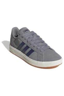 Sneakers grigie in pelle con strisce blu Adidas Grand Court Base 00s