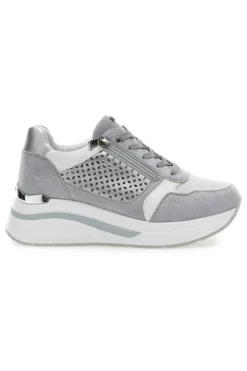 Sneakers grigie traforate con zip e zeppa Inblu 481IN
