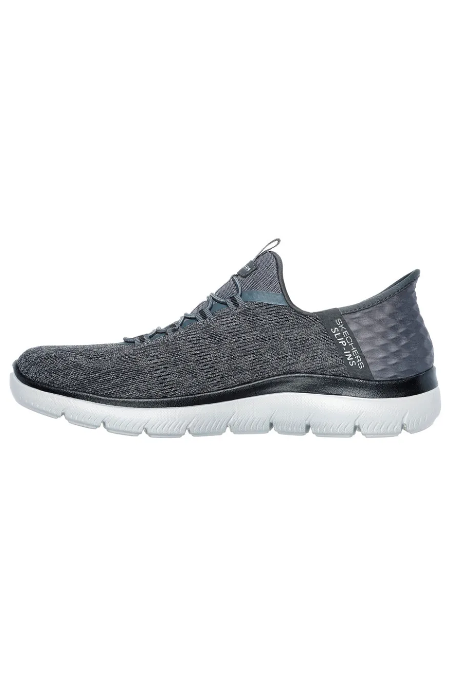 Sneakers grigio antracite slip-on con soletta memory foam Skechers Summits Key Pace da Uomo