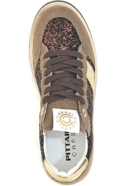 Sneakers marroni almond in pelle con dettagli glitter Pittarello Capsule Kelly Made in Italy
