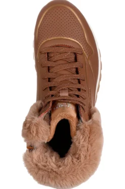 Sneakers marroni con dettagli shimmer e pelliccia Skechers UNO RUGGED FALL SHIMMER