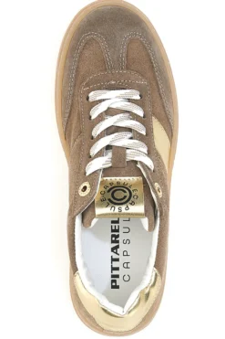 Sneakers marroni e platino in pelle con dettagli oro Pittarello Capsule Grace Made in Italy