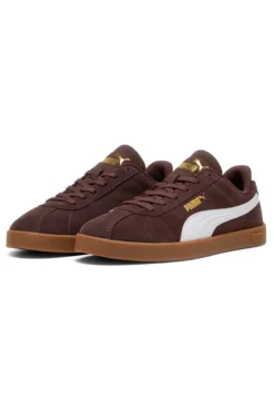 Sneakers marroni in suede con logo oro Puma Club II