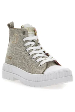 Sneakers Mid Cut Cotton Belt Linen Beige