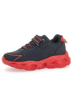 Sneakers Nere con Fiamma Rossa Laterale e Luci Pitt Kids K22886