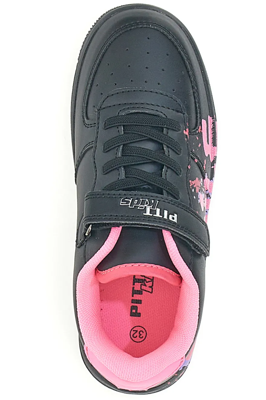 Sneakers nere e rosa con stampa colorata PITT KIDS K191562