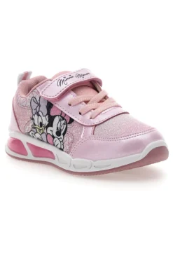 Sneakers Rosa con Velcro e Brillantini e Luci nella Suola MINNIE D3010663T