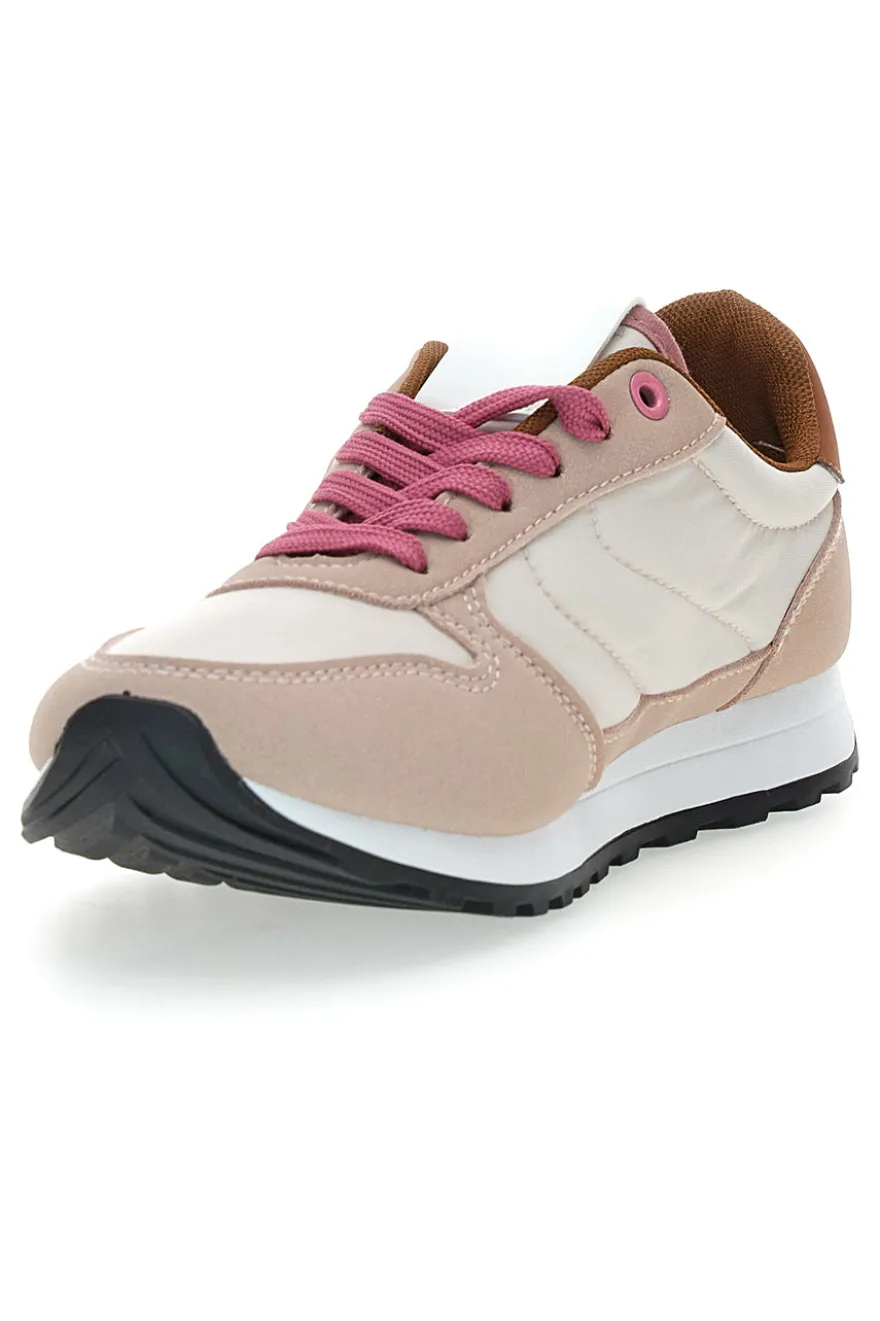 Sneakers rosa e bianche con lacci First Lady GB2015