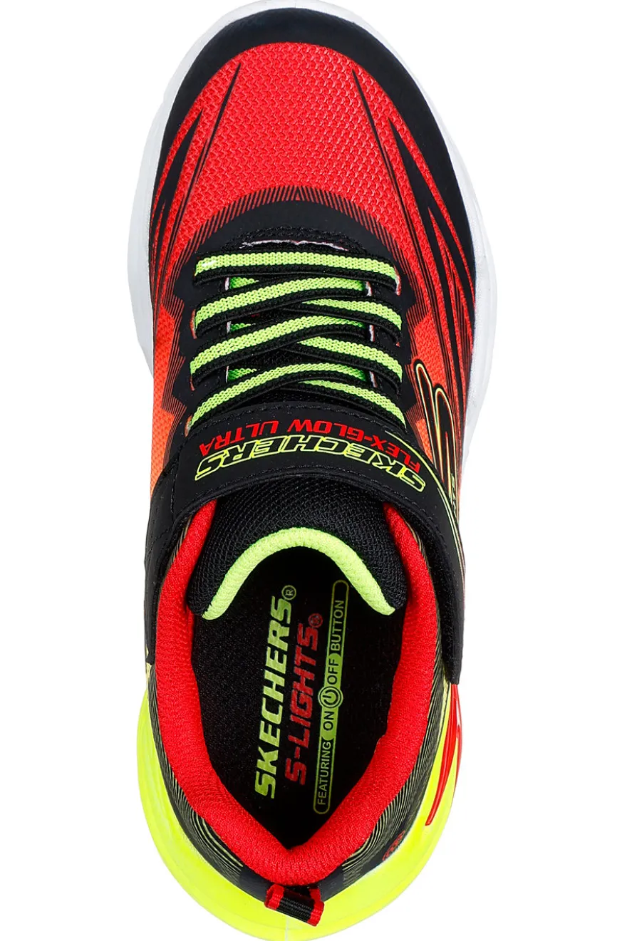 Sneakers rosse con luci chiusura a strappo Skechers Flex-Glow Ultra