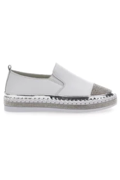 Sneakers Slip-On Bianche con Strass Cafè Cost 23015