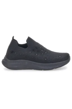 Sneakers Slip On Nere con Tomaia in Mesh e Pietre Decorative CANGURO CA1226