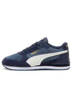 Sneakers ST Runner v4 in suede blu con banda laterale bianca