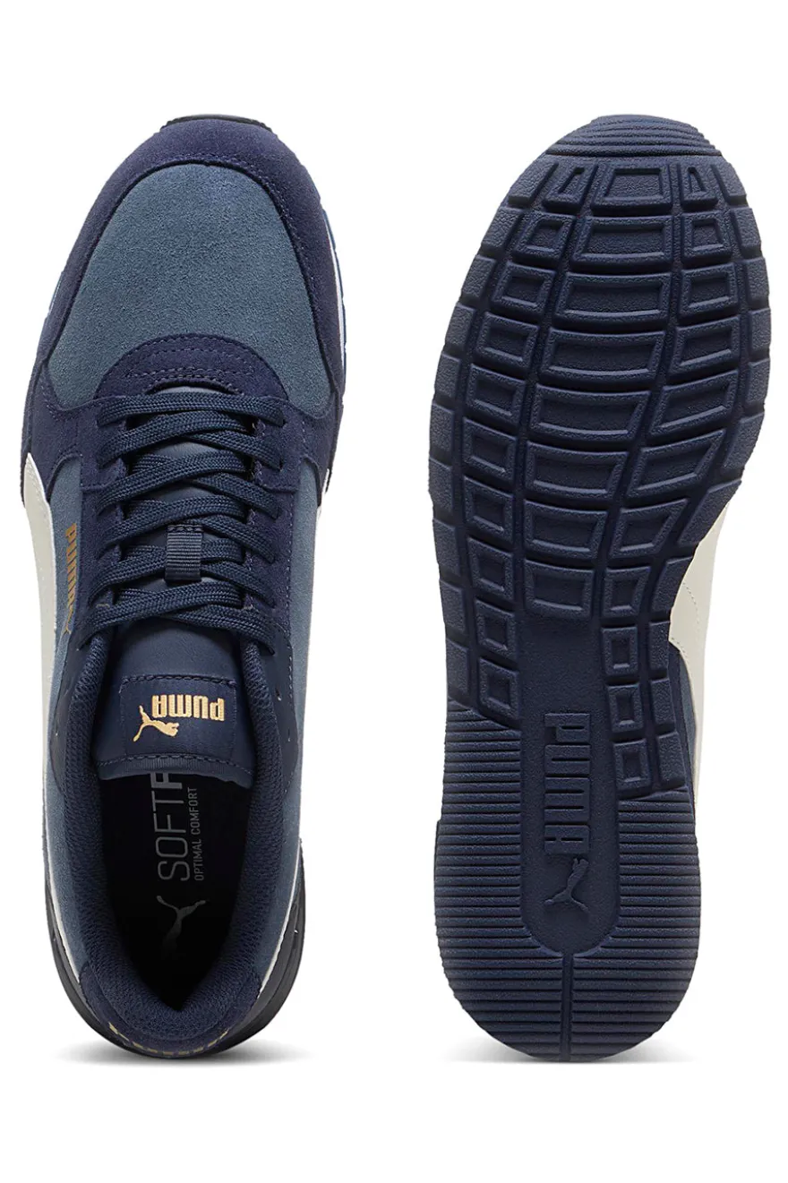 Sneakers ST Runner v4 in suede blu con banda laterale bianca