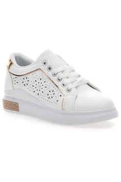 Sneakers traforate bianche con dettaglio oro CAFE' COST BK2440