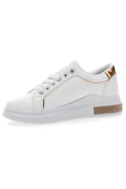 Sneakers traforate bianche con dettaglio oro CAFE' COST BK2440