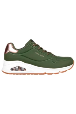 Sneakers verde militare con dettagli metallici Skechers Uno Shimmer Away