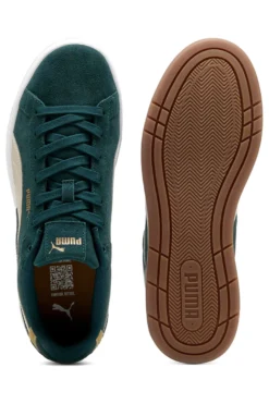 Sneakers verde scuro in pelle scamosciata con dettagli beige Puma Court Classico SD