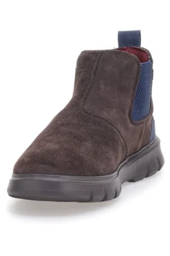 Stivaletti beatles marroni in camoscio con suola sportiva Marina militare MM983