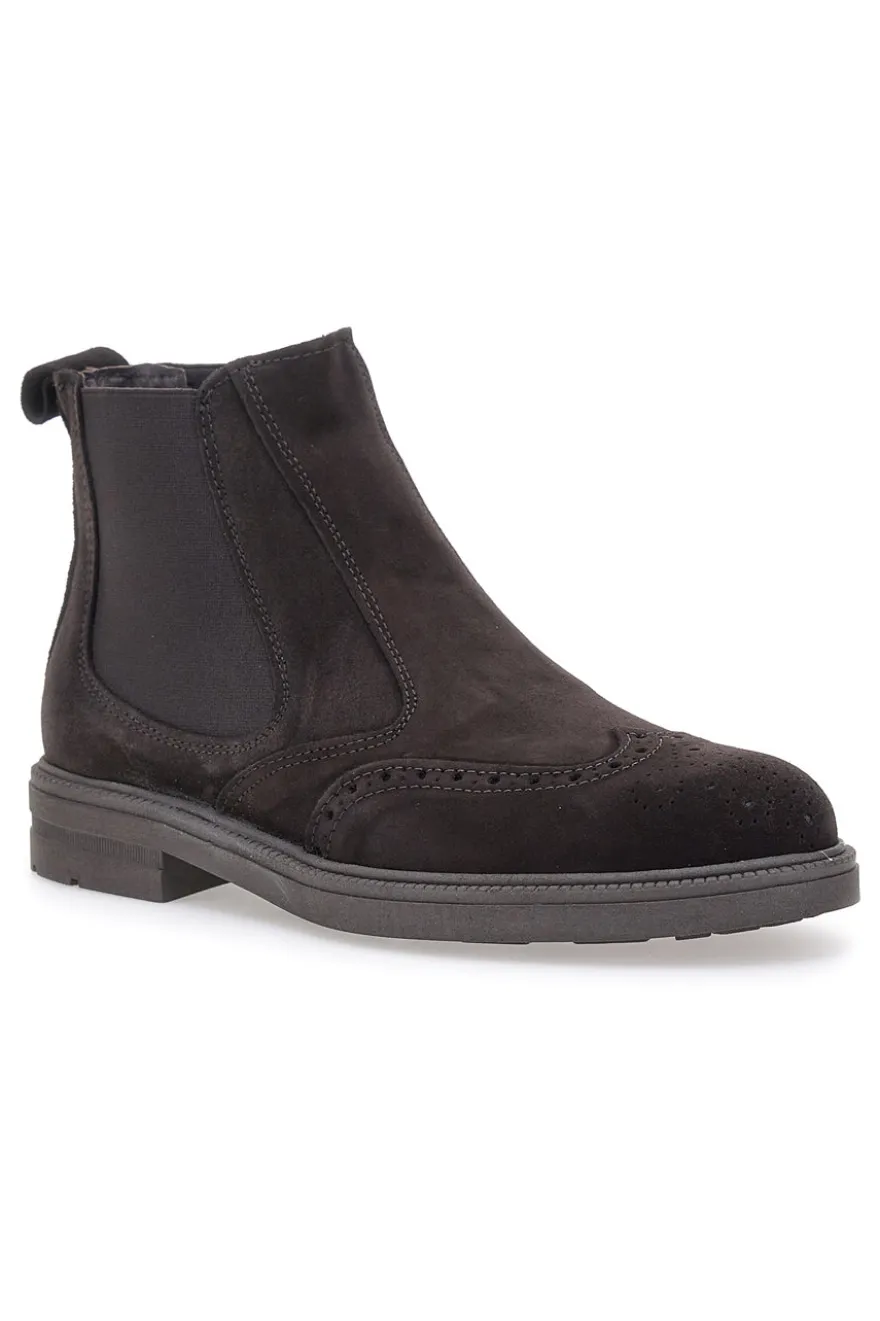 Stivaletti Beatles marroni in camoscio con lavorazione brogue Pittarello 44