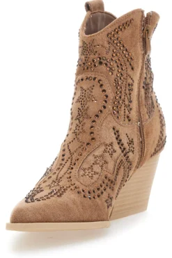 Stivaletti Camel Con Strass First Lady P590