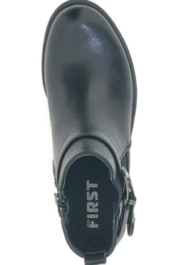 Stivaletti neri con fibbia laterale e tacco basso The First P621