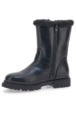 Stivaletti neri con pelliccia interna e fibbie Pitt kids SKBS1015