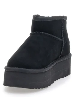 Stivaletti Neri con Pelo e Tomaia in Pelle MON DIEU WD5002SA
