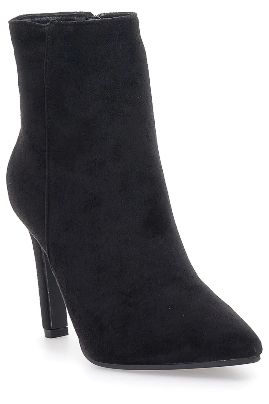 Stivaletti Neri Effetto Suede Con Tacco 10 cm THE FIRST 486