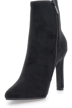 Stivaletti Neri Effetto Suede Con Tacco 10 cm THE FIRST 486
