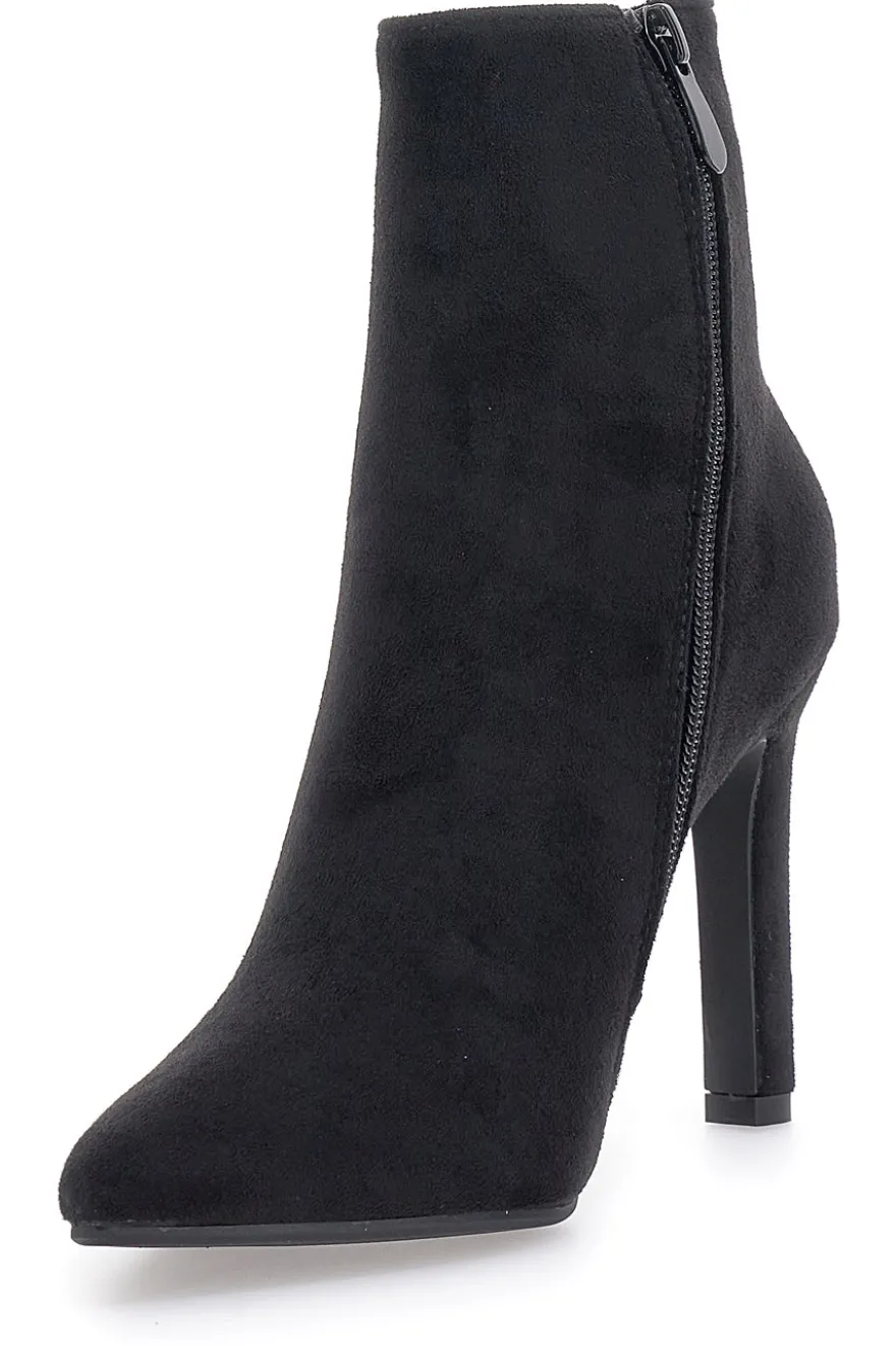Stivaletti Neri Effetto Suede Con Tacco 10 cm THE FIRST 486