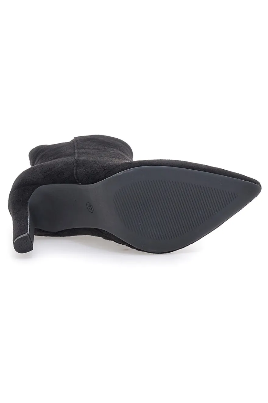 Stivaletti Neri Effetto Suede Con Tacco 10 cm THE FIRST 486