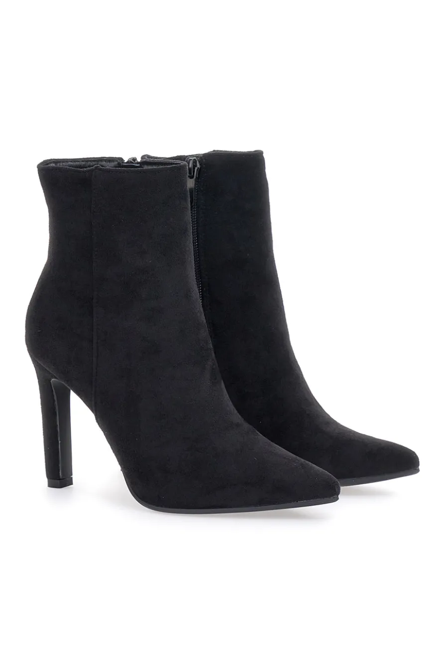 Stivaletti Neri Effetto Suede Con Tacco 10 cm THE FIRST 486