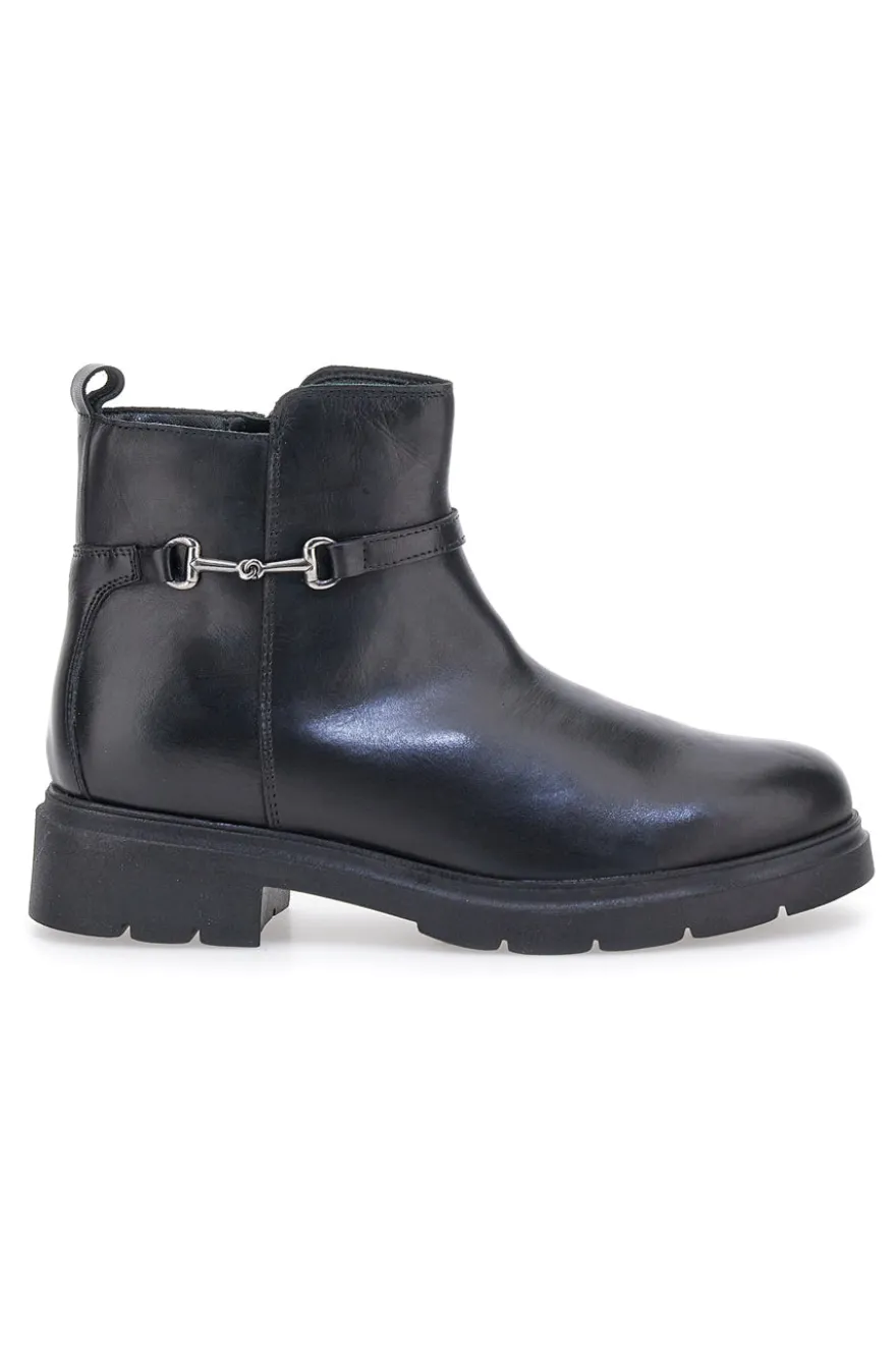 Stivaletti neri in pelle con morsetto Pittarello Class 849240
