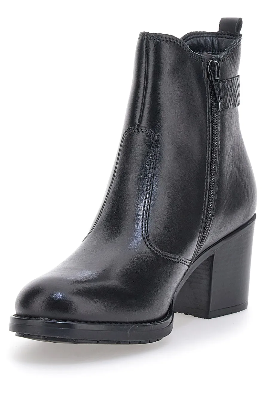 Stivaletti neri in vera pelle con tacco a blocco PITTARELLO CLASS 3047