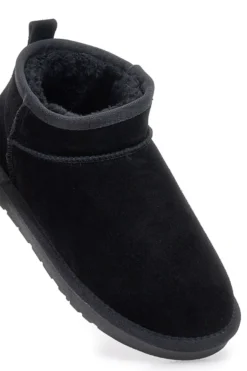 Stivaletti Pantofole neri con pelo effetto scamosciato Mon Dieu L1200