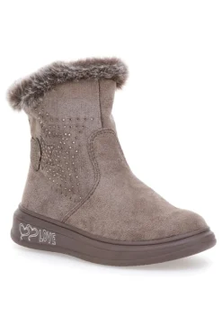 Stivaletti taupe con pelliccia sintetica e glitter Grazia 1625