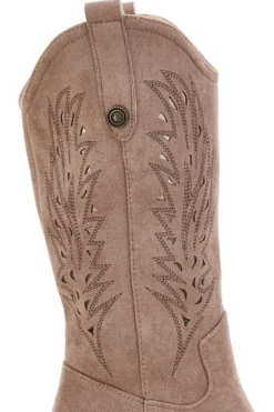 Stivaletti texani taupe con ricami laser Cafè Cost RQ9241