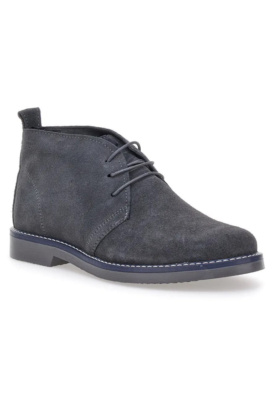 Stringate Grigie in Vera Pelle Scamosciata Max Dillan 2812
