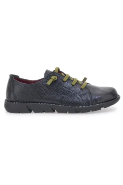 Stringate in vera pelle nere con lacci verdi Pittarello Tierra 24224