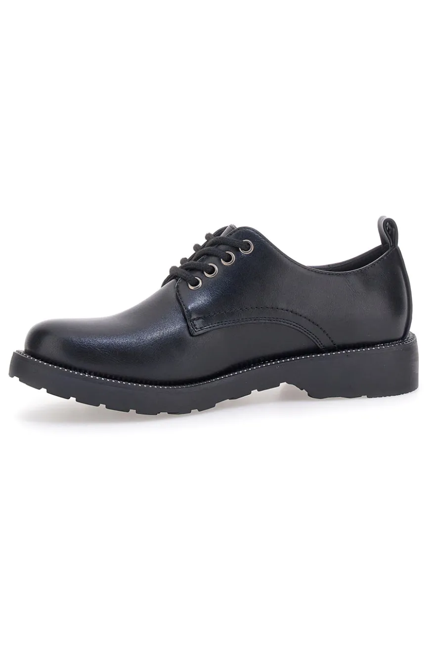 Stringate nere in pelle con suola robusta Me & Me 3001