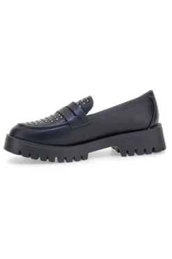 Talemi JN10125 schwarze Loafer mit Nieten und Profilsohle