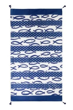 Telo mare blu con stampa Selun beach 261025