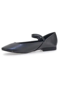 The First IDEA01 Mattschwarze Ballerinas mit Riemen