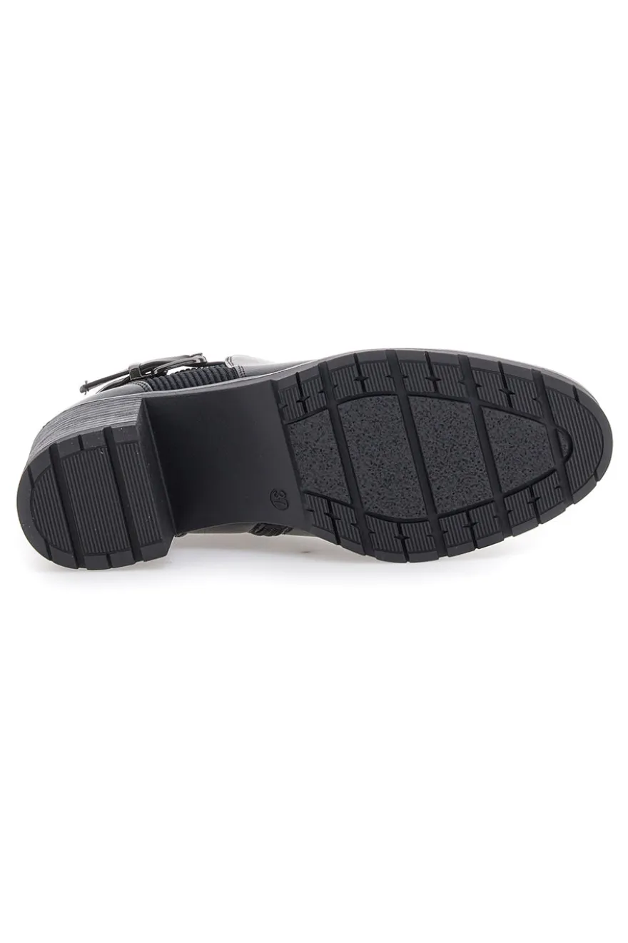 The First P628 schwarze Stiefeletten mit mittlerem Absatz und elastischer Seite