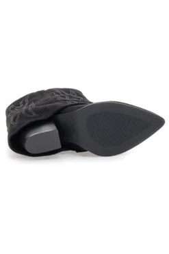 The First P608 Schwarze Stiefeletten mit Westernstickerei und hohem Absatz