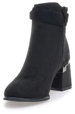 The First P618 – Schwarze Stiefeletten mit quadratischem Absatz