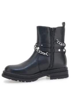 Tronchetti neri con catena e borchie Pitt Kids SKBS812