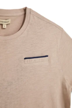 T-shirt beige con taschino a contrasto Sevenoaks NBY698