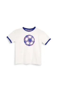 T-shirt bianca con stampa pallone Pitt kids PT-B-T-9052